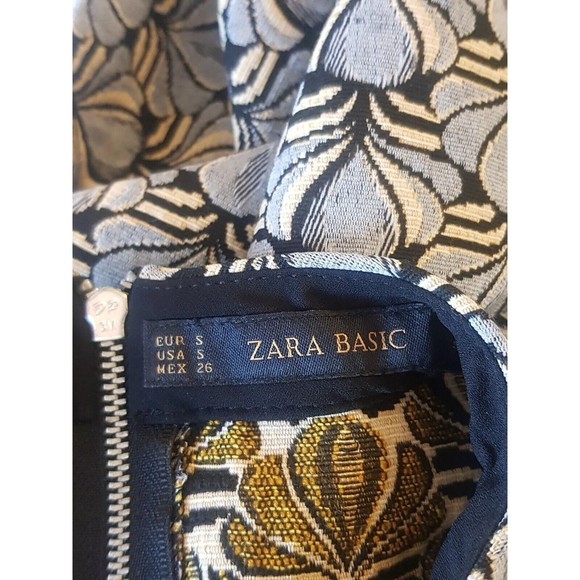Zara Womens Dress Size Small Jacquard Embroidered Mini Textured High Neckline - Picture 9 of 13